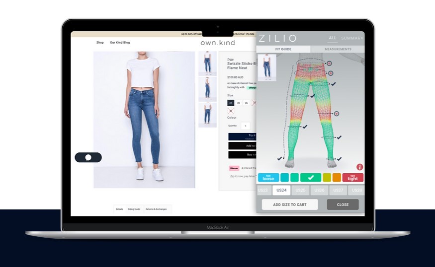 ZILIO's Virtual Fitting Room, image source: https://www.zilio.com.au/virtualfittingroom