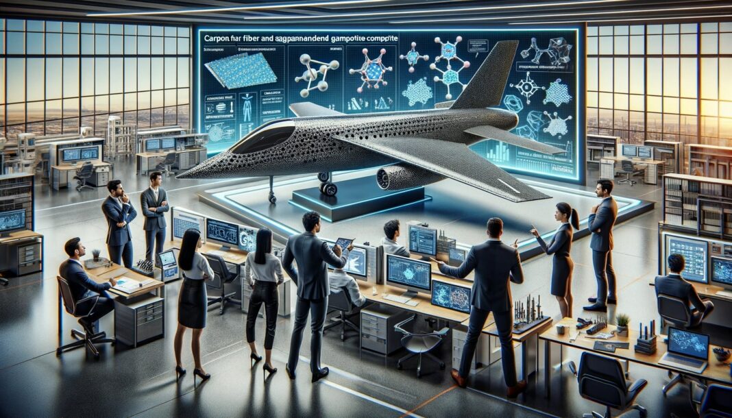 An image visualizing the advanced aerospace engineering environment with the graphene composites