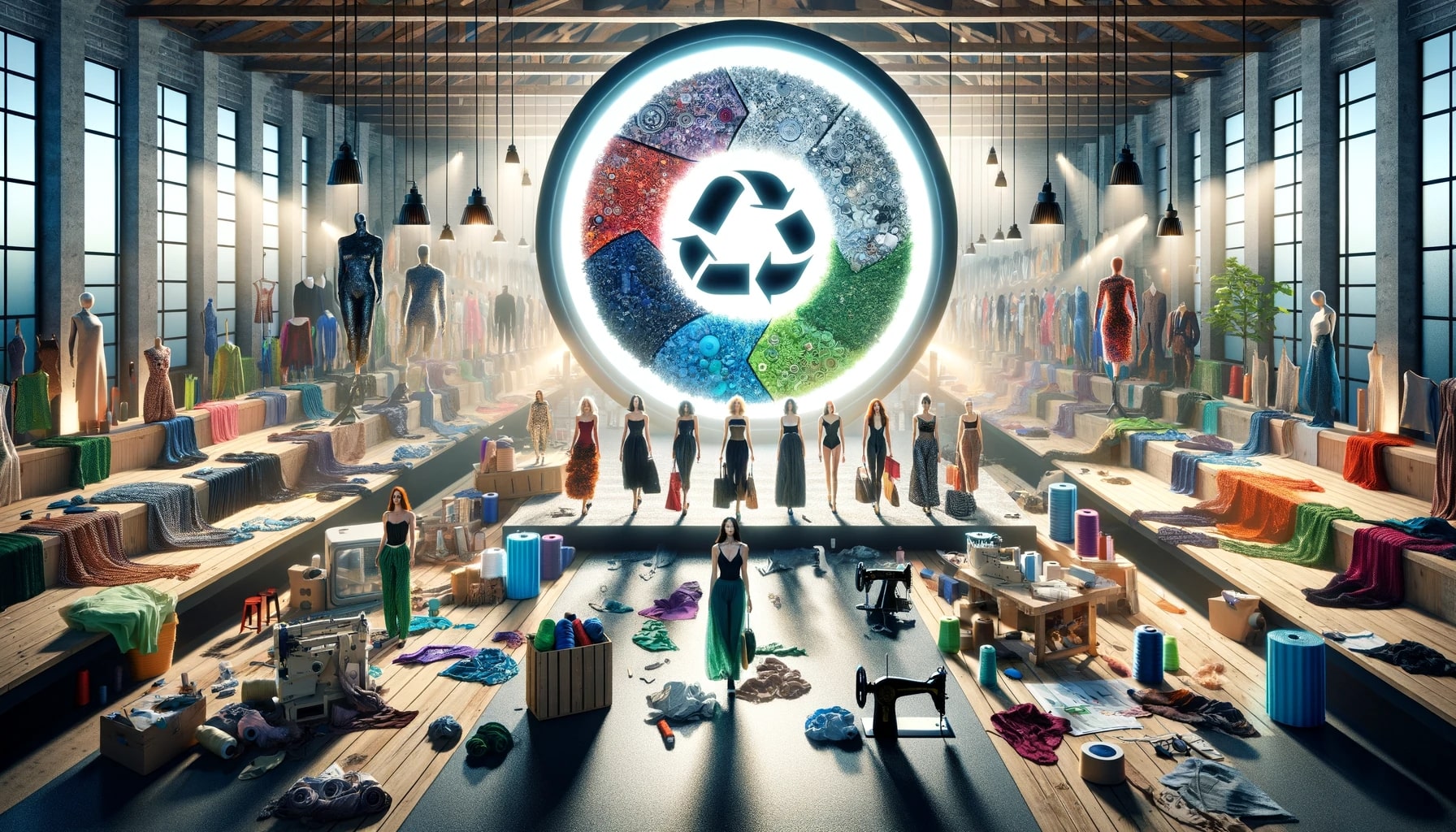 Image representing "Circular Economy in Fashion", capturing the essence of sustainable production and recycling strategies in the fashion industry.