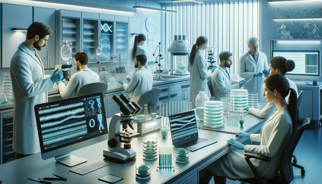 A modern laboratory focused on synthetic biology in medicine