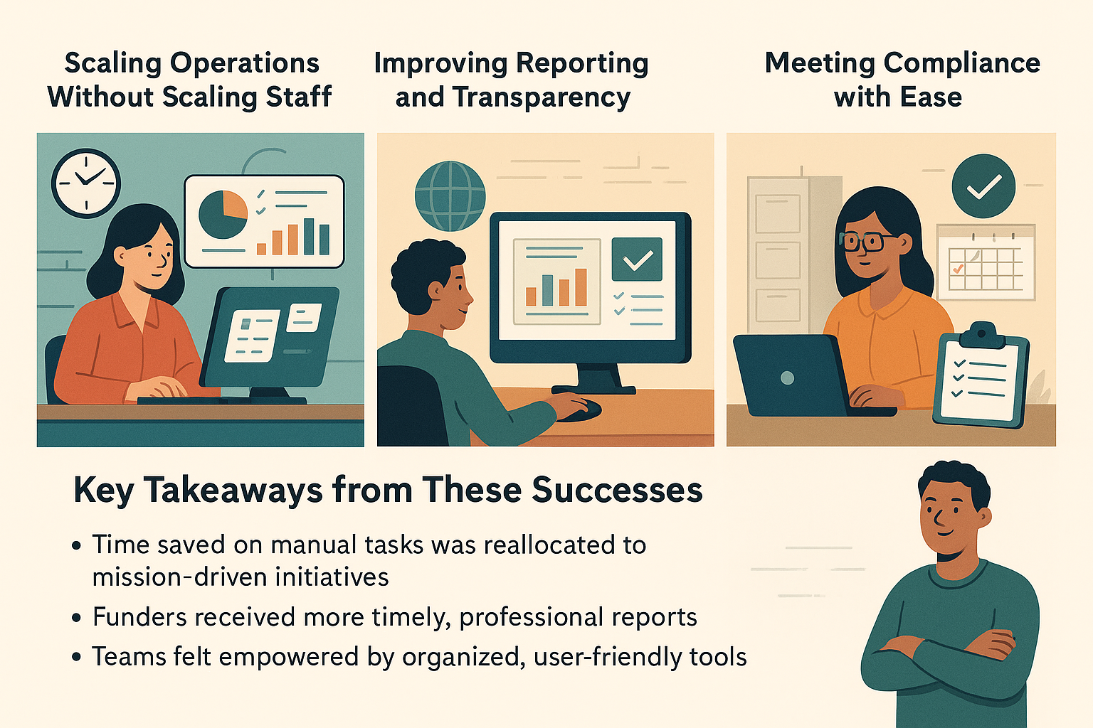 Professional infographic on business efficiency and compliance
