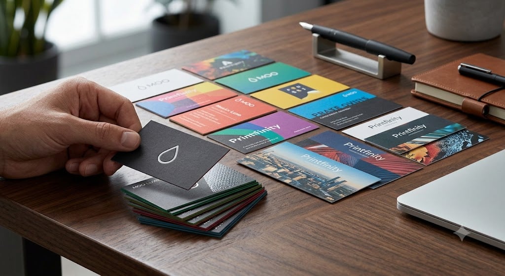 Moo Business Card in man hand